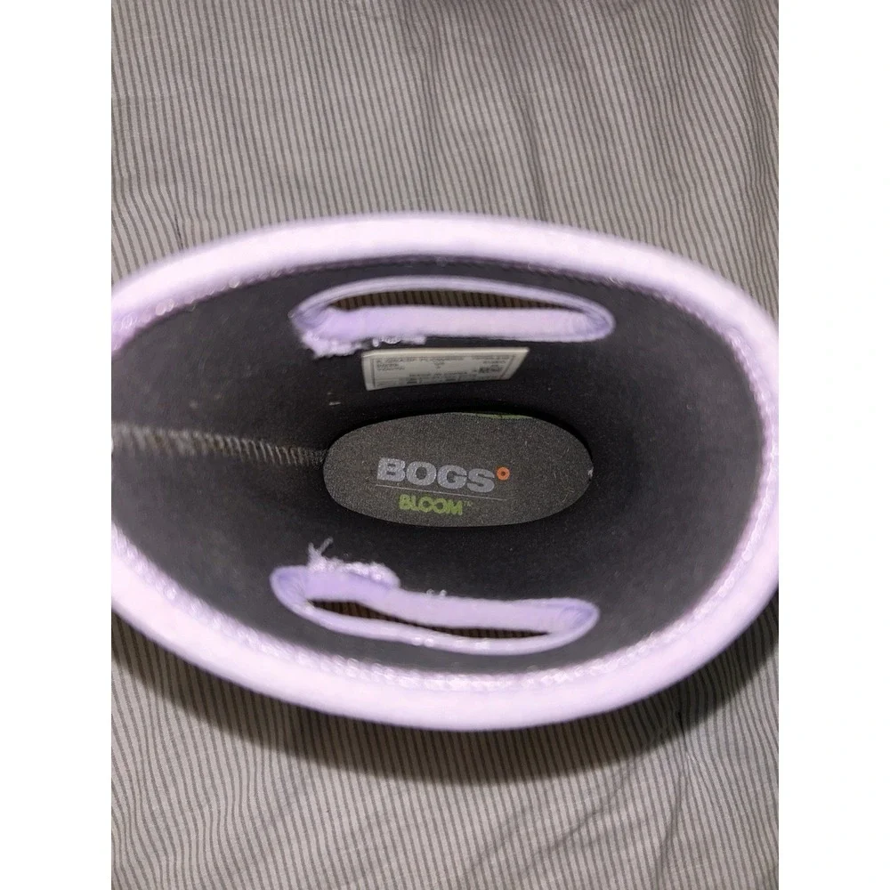 Bogs Bloom Kids Size 3 Girls Boots Floral Purple Rubber Pull On